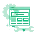Abbildung eines grünen Computerbildschirms, auf dem ein Formular mit Textfeldern und einem Button angezeigt wird, erinnert an modernes Webdesign Düsseldorf. Um den Bildschirm herum sind abstrakte geometrische Formen wie Würfel und Pluszeichen, alle überwiegend in Grün gehalten. Perfekte Inspiration für Ihr nächstes Wordpress-Website-Projekt.