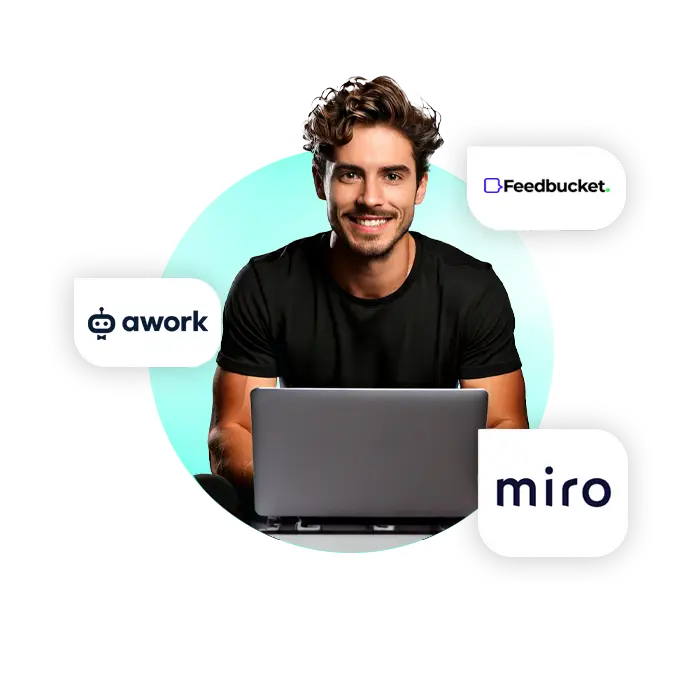 „Feedbucket“, „awork“ und „miro“: Mit digitalen Workflows sorgen wir für mehr Effizienz bei deinem nächsten Webdesign-Projekt, Lass deine Website von Profis aus Düsseldorf für WordPress erstellen.