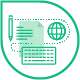 Ein grünes Schildsymbol überlagert ein Dokument voller Text und Grafiken und symbolisiert Datenschutz oder Sicherheit. Perfekt für die Präsentation Ihrer Firmenhomepage. Das Schild hat ein Häkchen, das Genehmigung oder Bestätigung anzeigt und zentral auf einem Texthintergrund platziert ist.