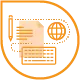 Ein kreisförmiges Logo mit stilisierten Designelementen, perfekt für eine Website für Firmen. Das Bild enthält Linien, Kreise und abstrakte Formen in Orange und Grau. Mit teilweisem Text und abstrakten Grafiken im Hintergrund entsteht eine mehrschichtige Komposition, die ideal für Webdesign Düsseldorf ist.