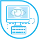 Ein blaues Symbol mit einem Computermonitor, auf dem ein Auge zu sehen ist, wird innerhalb der stilisierten Umrisse eines menschlichen Kopfes dargestellt. Es spiegelt den Innovationsgeist von Webdesign Düsseldorf wider und fängt die Essenz digitaler Kreativität ein.